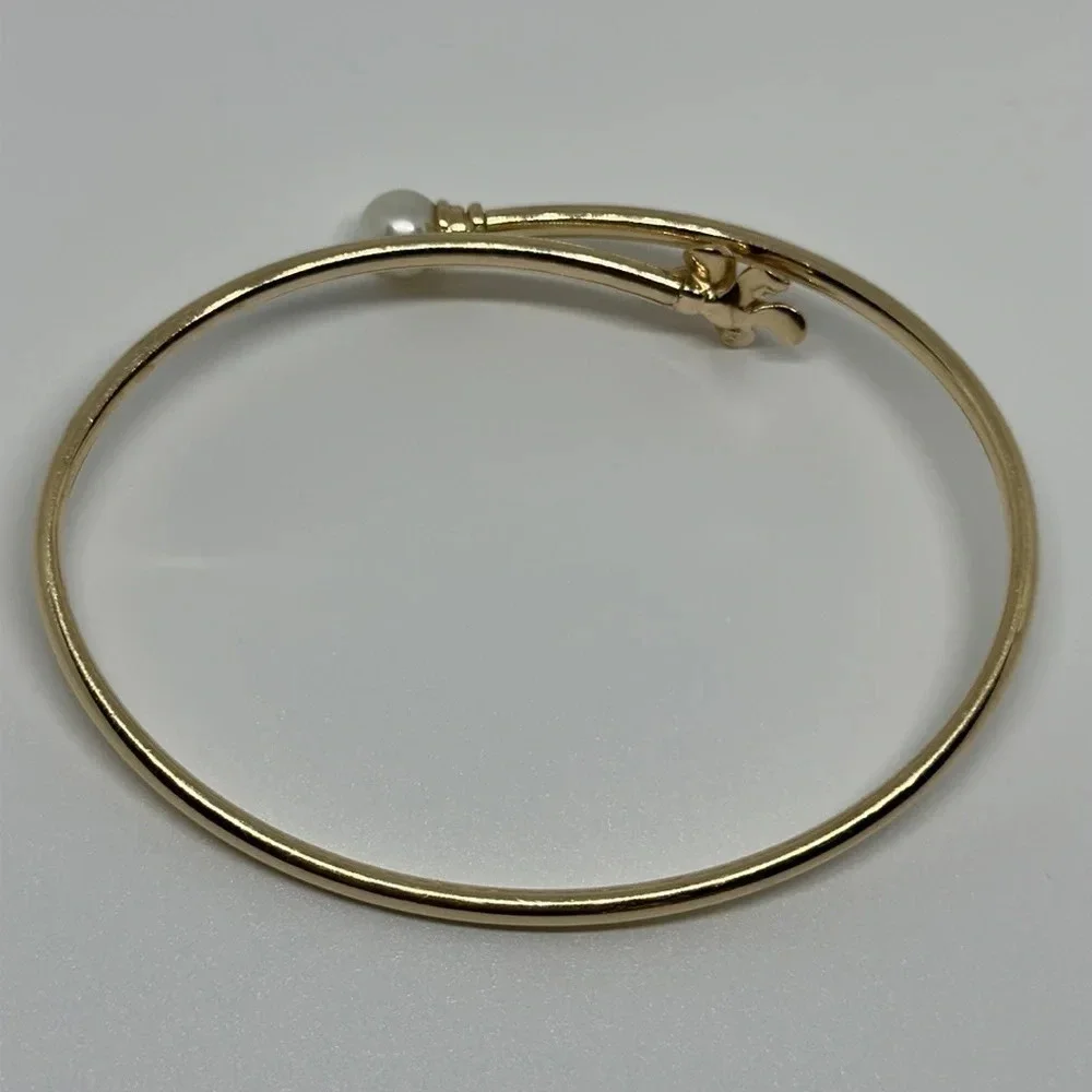 14k real solid yellow gold real pearl